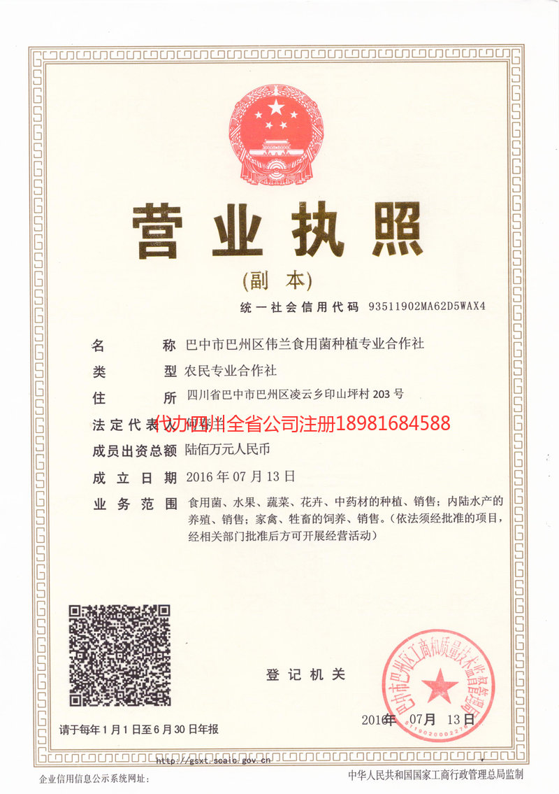 石柱石柱伟兰食用菌种植专业合作社